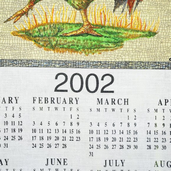 Vintage 2002 Country Proud Dancing Rooster Calendar Towel Cottagecore Farmcore - Picture 5 of 7
